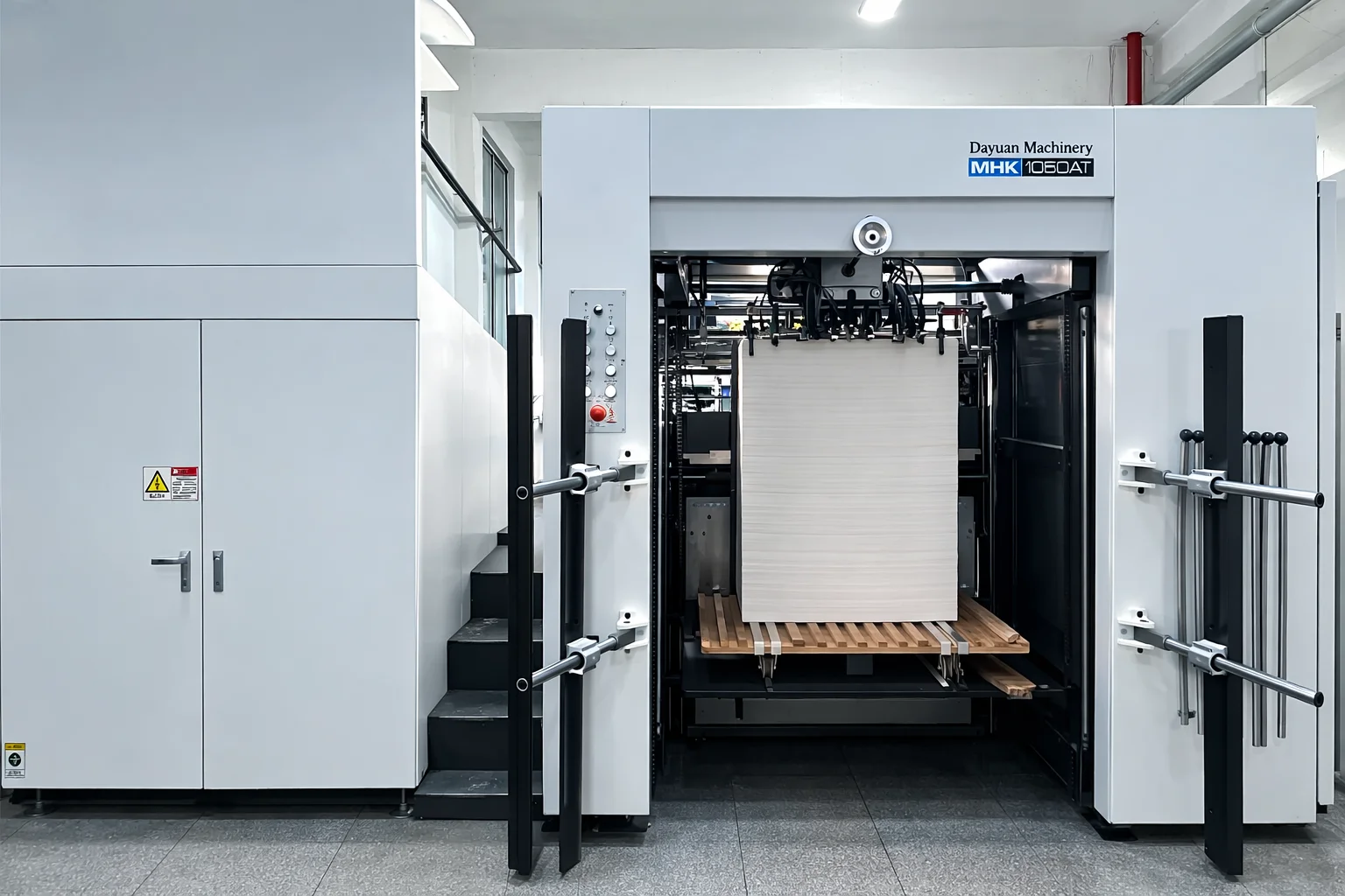 Napkin printing machine running in the workshop