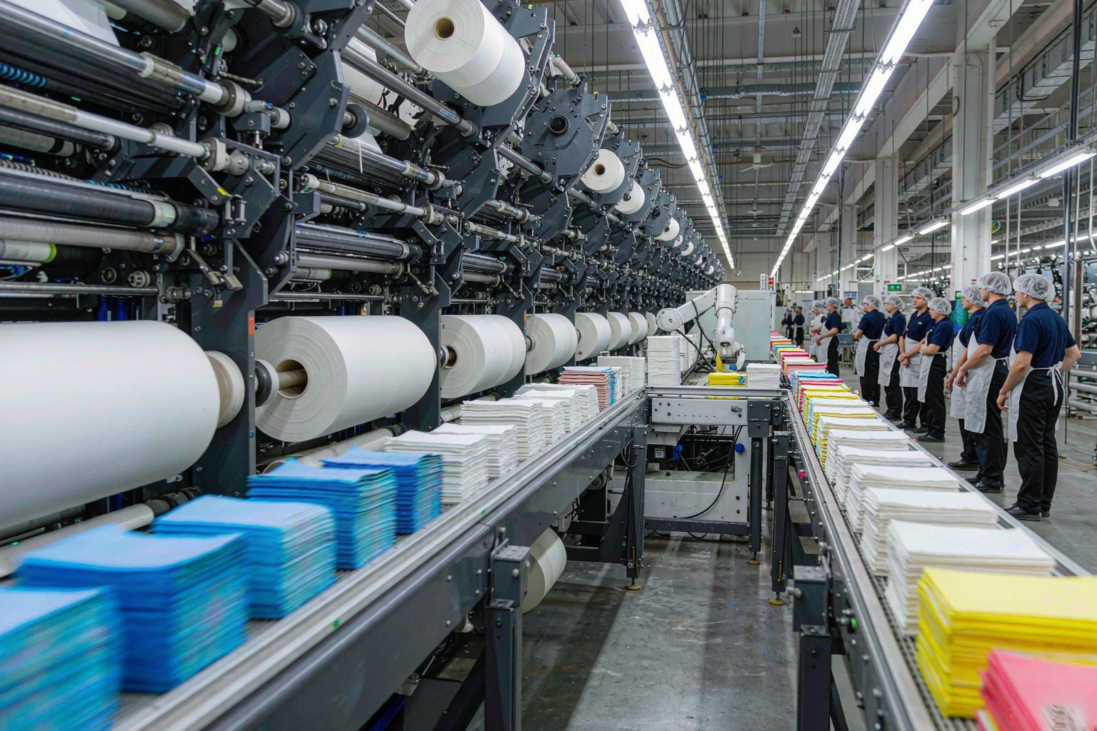 Paper napkin printing and folding production line